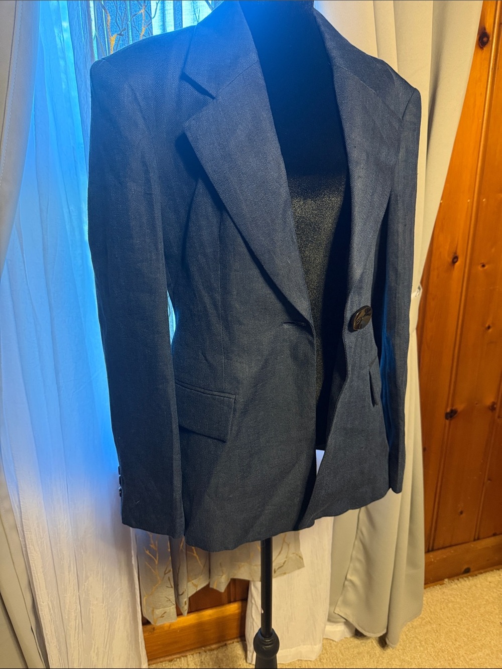 Zara Navy Single-Button Women's Blazer
